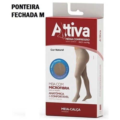 Meia Calca Ponteira Fechada Feminina Natural Tam M