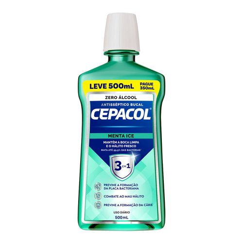 Enxag Bucal Cepacol Menta Ice S/Alc Lv500 Pg350Ml