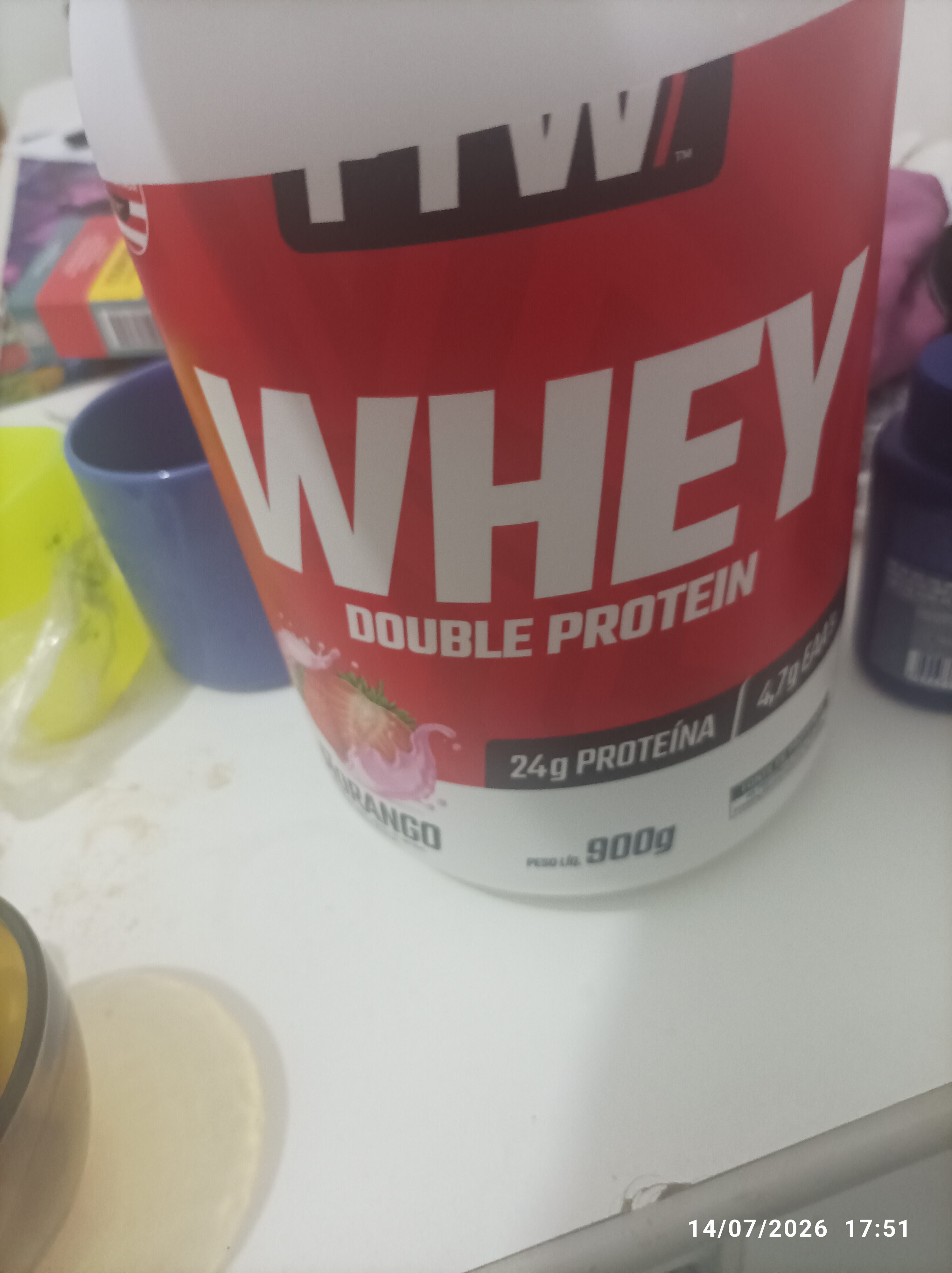 Whey Double Pote Morango 900G Ftw