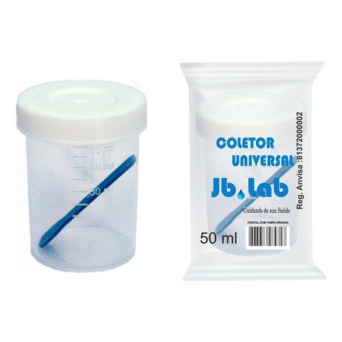 Coletor Universal 50Ml C/Pa Tampa Branca 3B