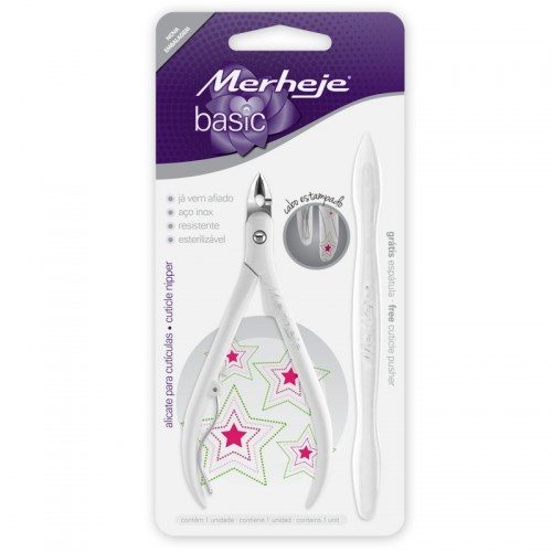 Alicate Cuticula Basic + Espatula Estampa Estrela Merheje