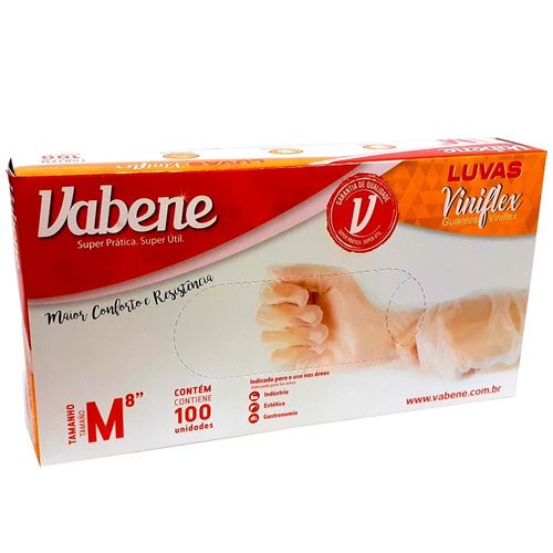 Luva Vinilflex M Sem Po Com 100 Un - Vabene