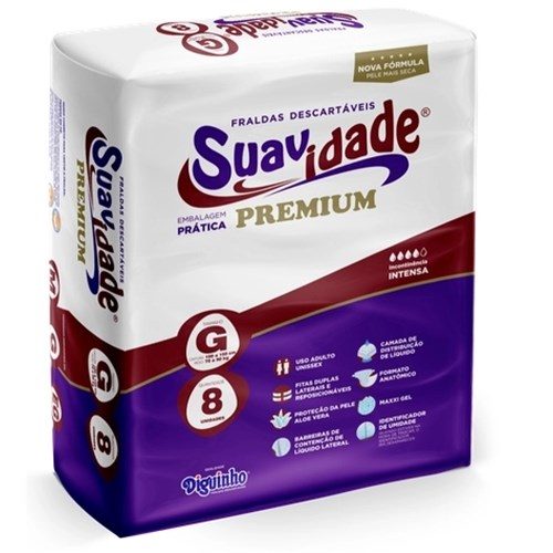 Fralda Geriatrica Suavidade Premium G8