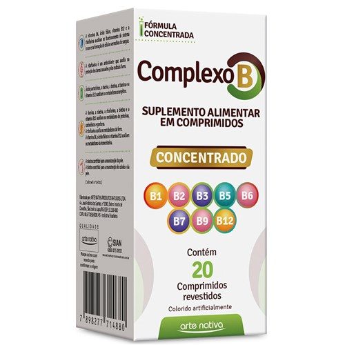 Complexo B Concent 20Cpr B1 B2 B3 B5 B6 B7 B9 B12/Arte Nativ