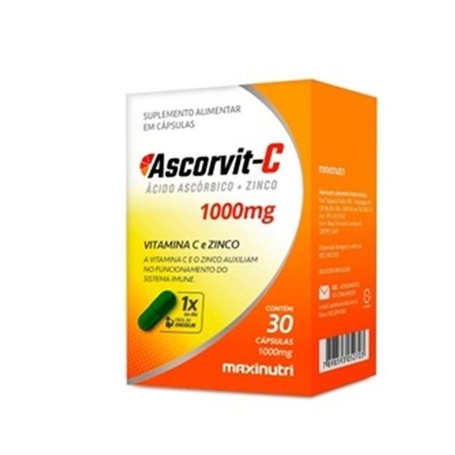 Ascorvit C Vitamina C 1G + Zinco C/30 Caps